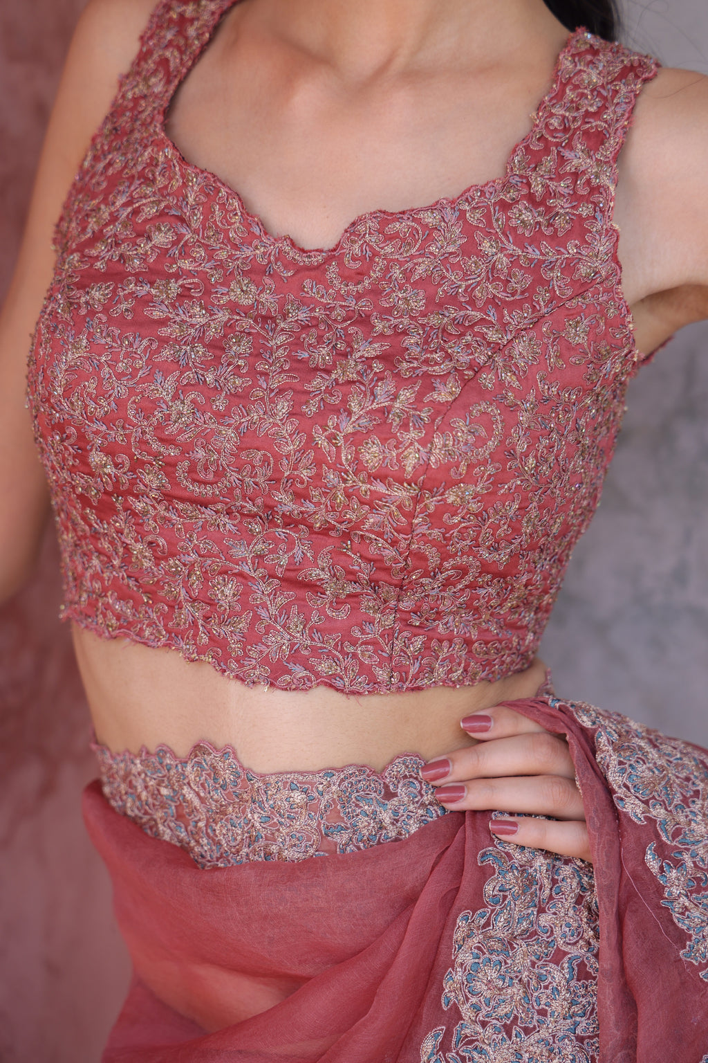 Rajasthani Rose Charm Saree