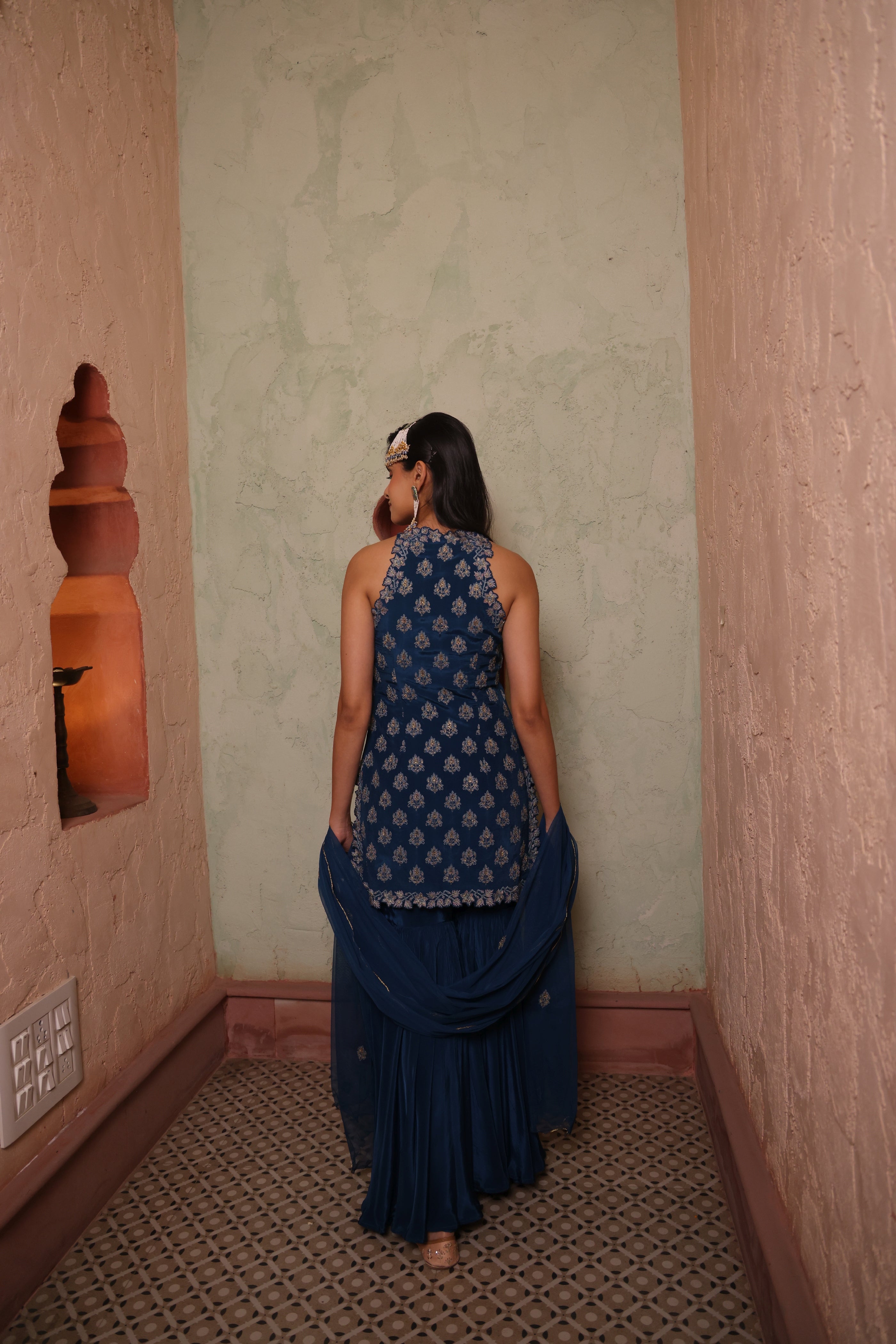 Royal Azure Sharara Set