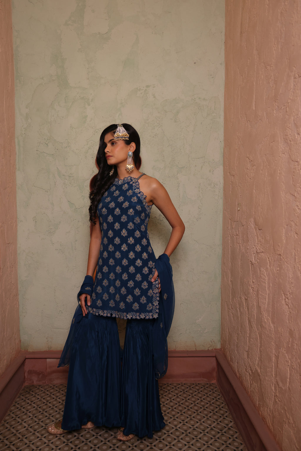 Royal Azure Sharara Set