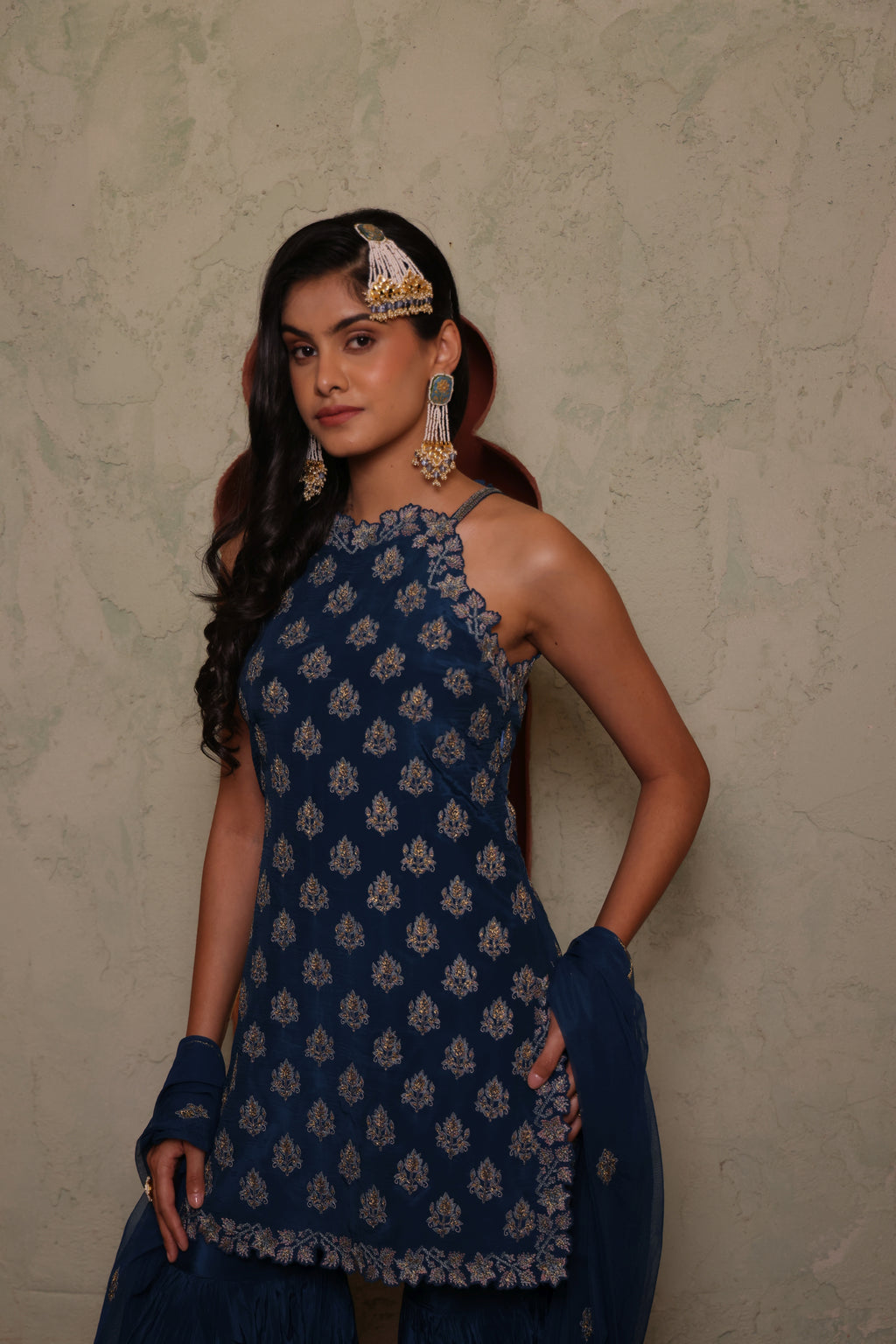 Royal Azure Sharara Set