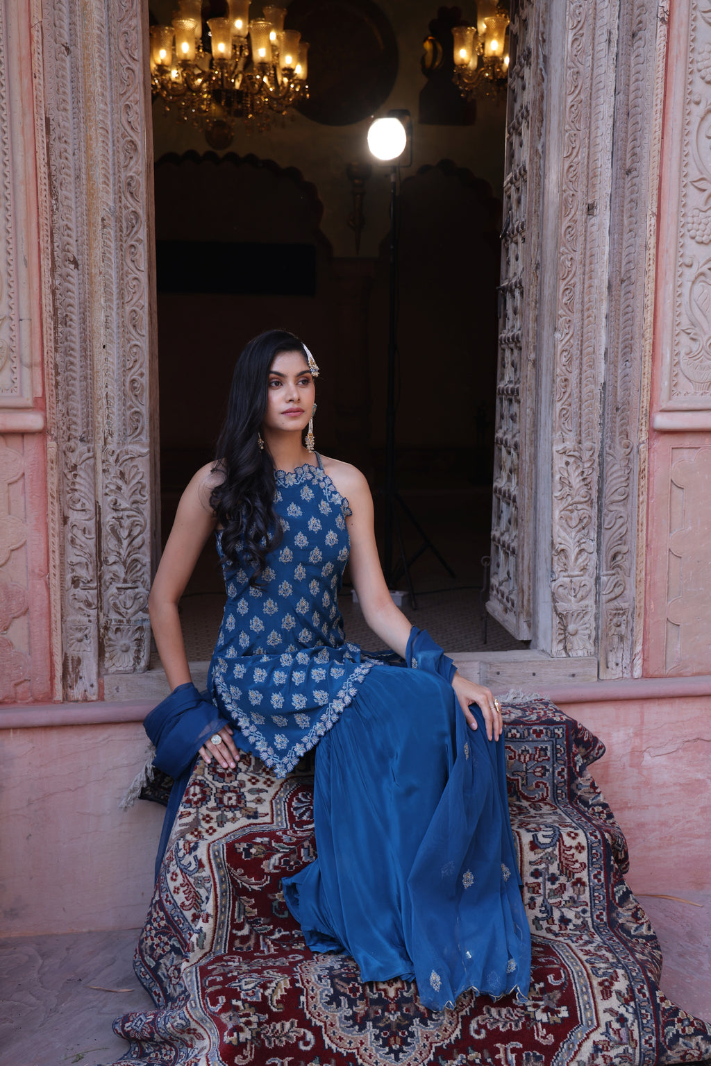 Royal Azure Sharara Set