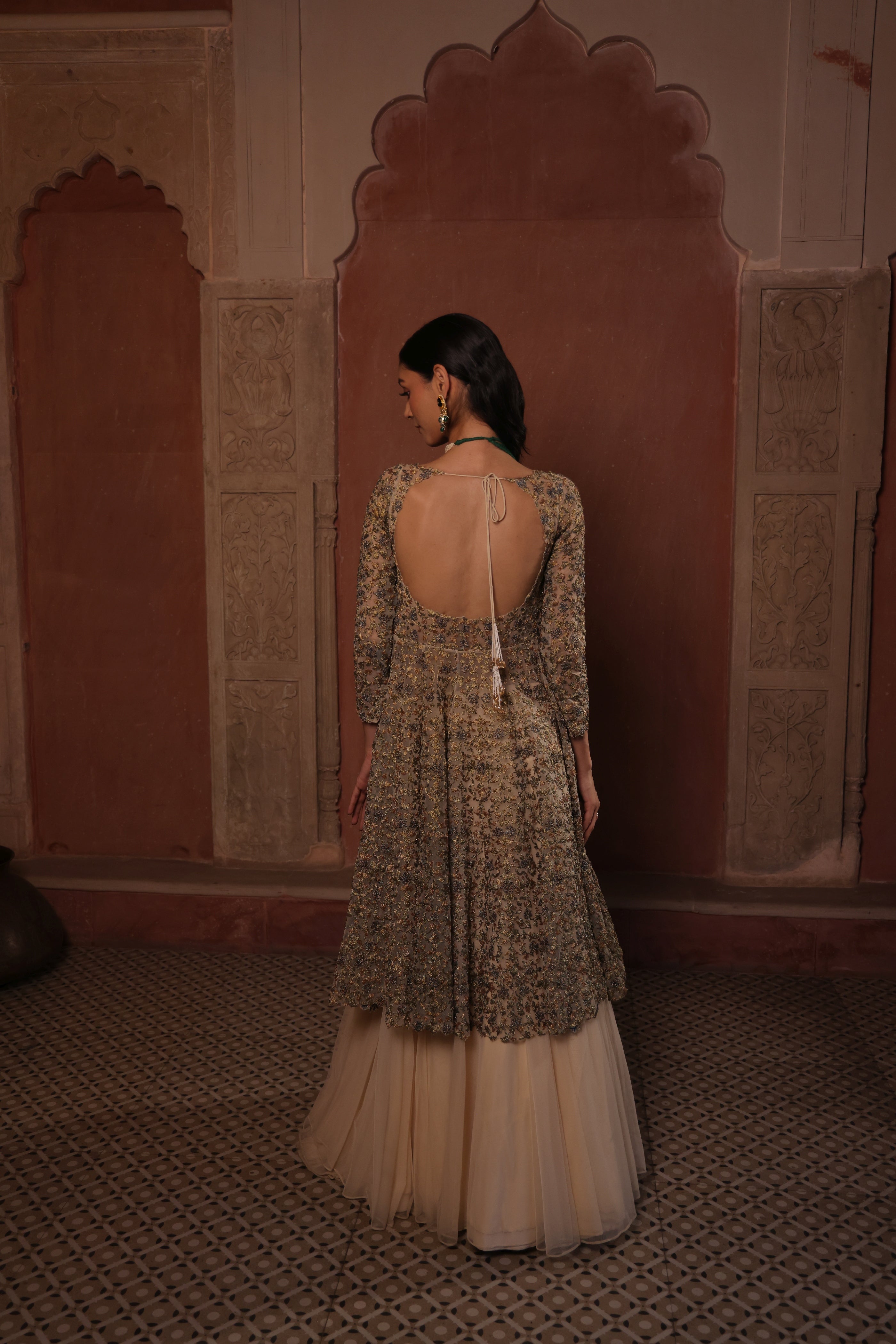 Rajputana Royalty Floral Finery Kalidaar Set