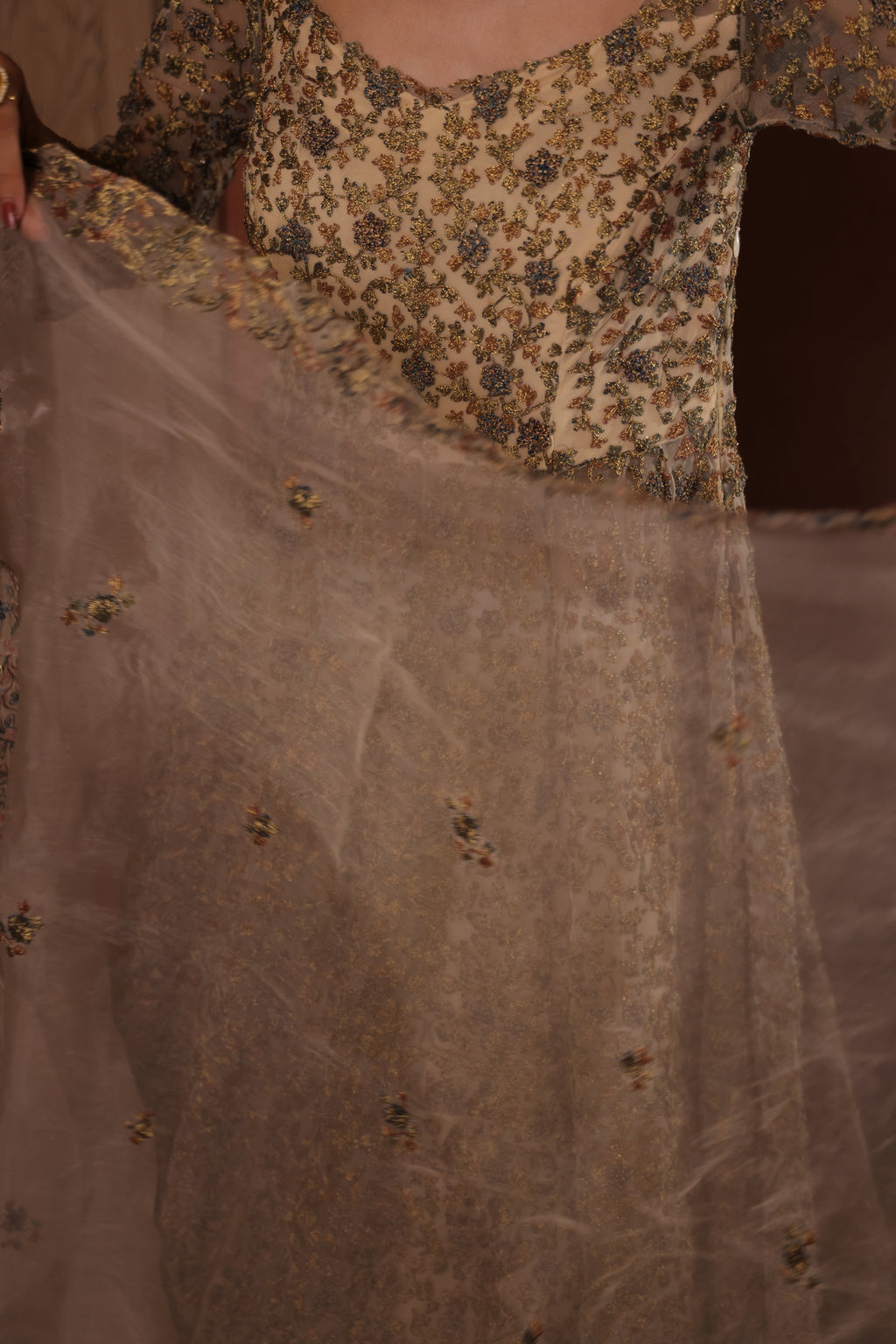 Rajputana Royalty Floral Finery Kalidaar Set