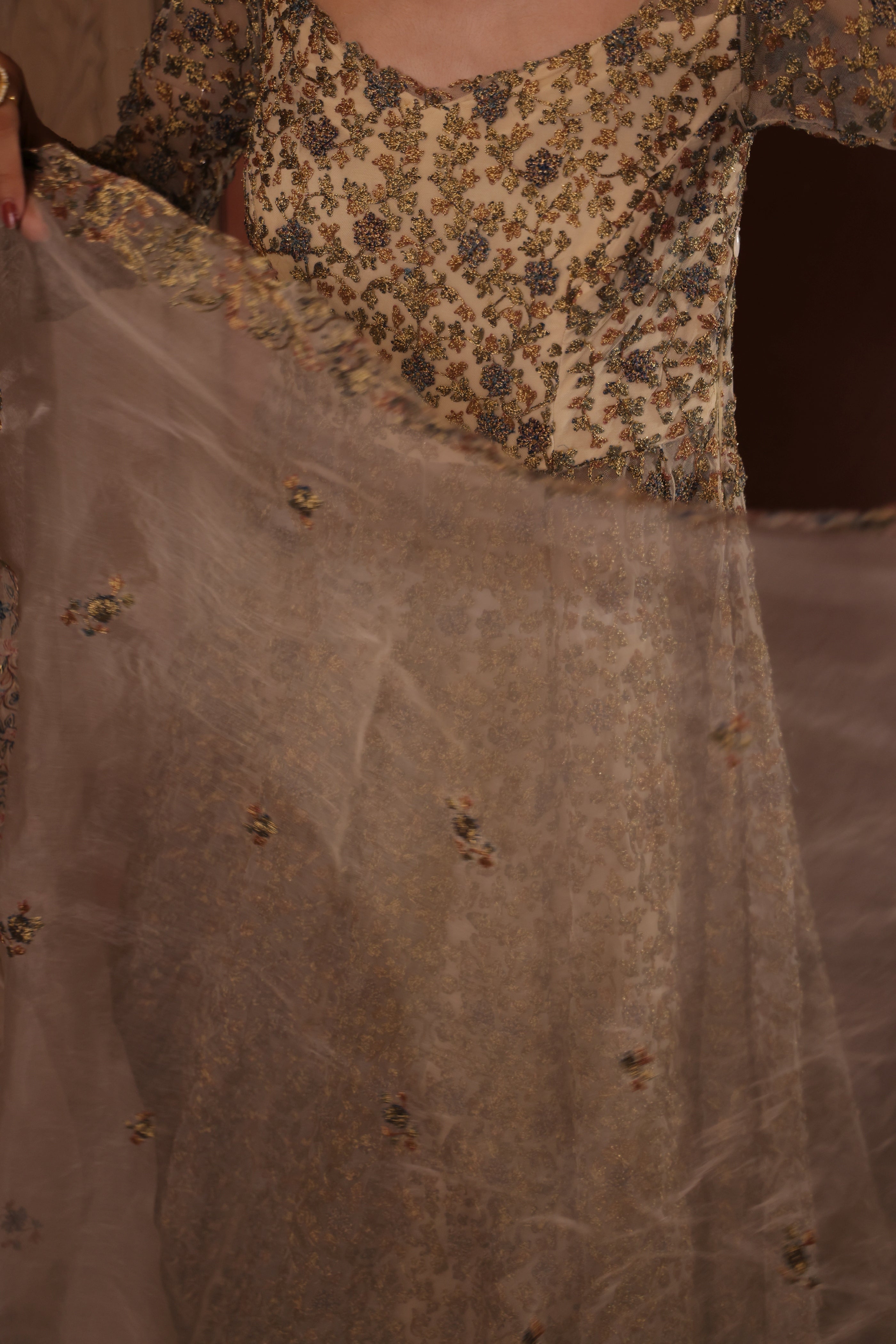Rajputana Royalty Floral Finery Kalidaar Set