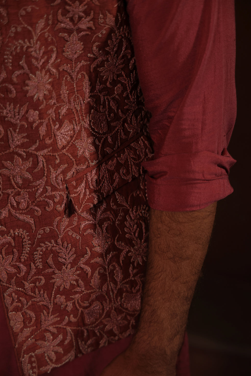 Jaipur Rosewood Waistcoat Set