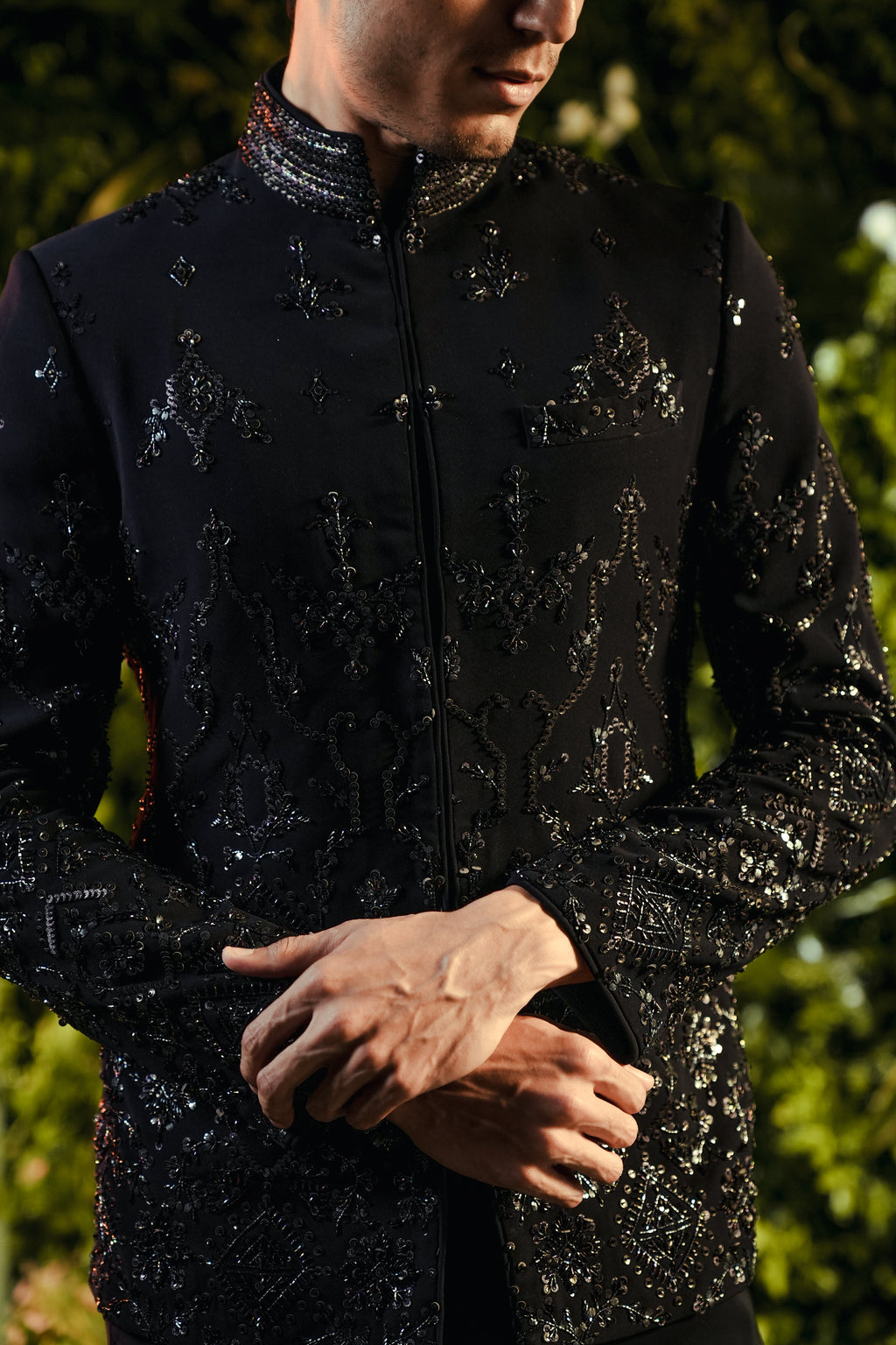 Midnight Azure A Deep Blue Bandhgala Set