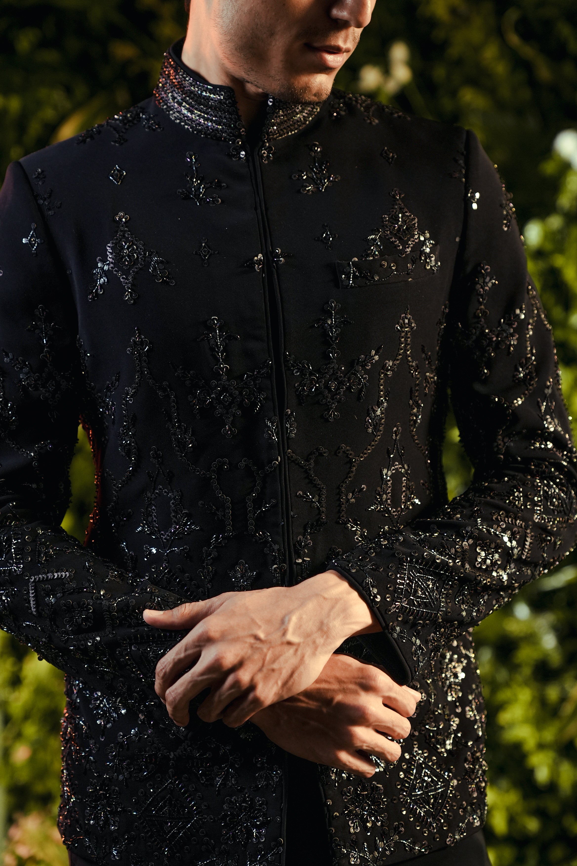 Midnight Azure A Deep Blue Bandhgala Set