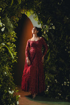 Red Reverie A Deep Crimson Gown
