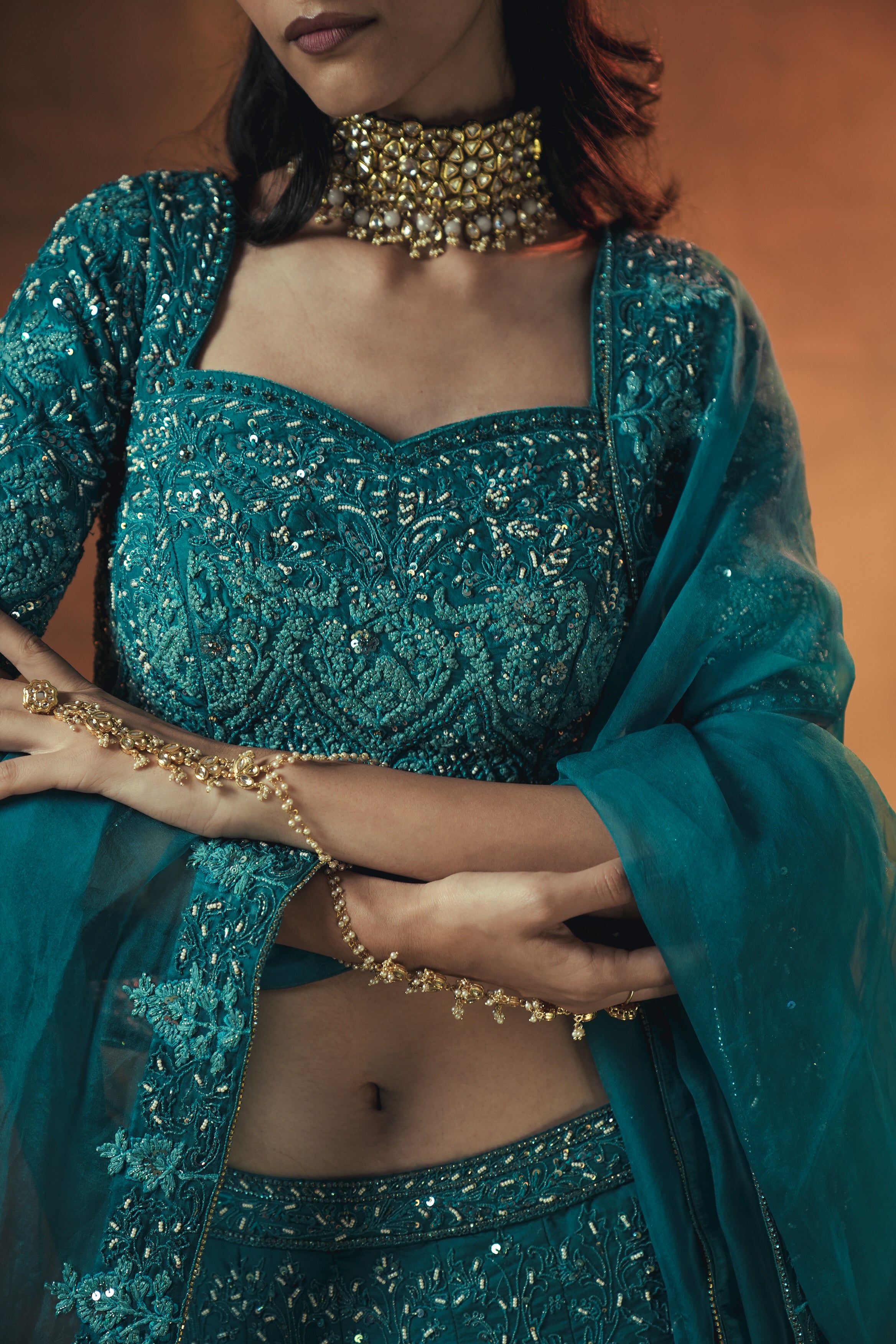 Emerald Raag A rich Teal Bridal Lehenga Set