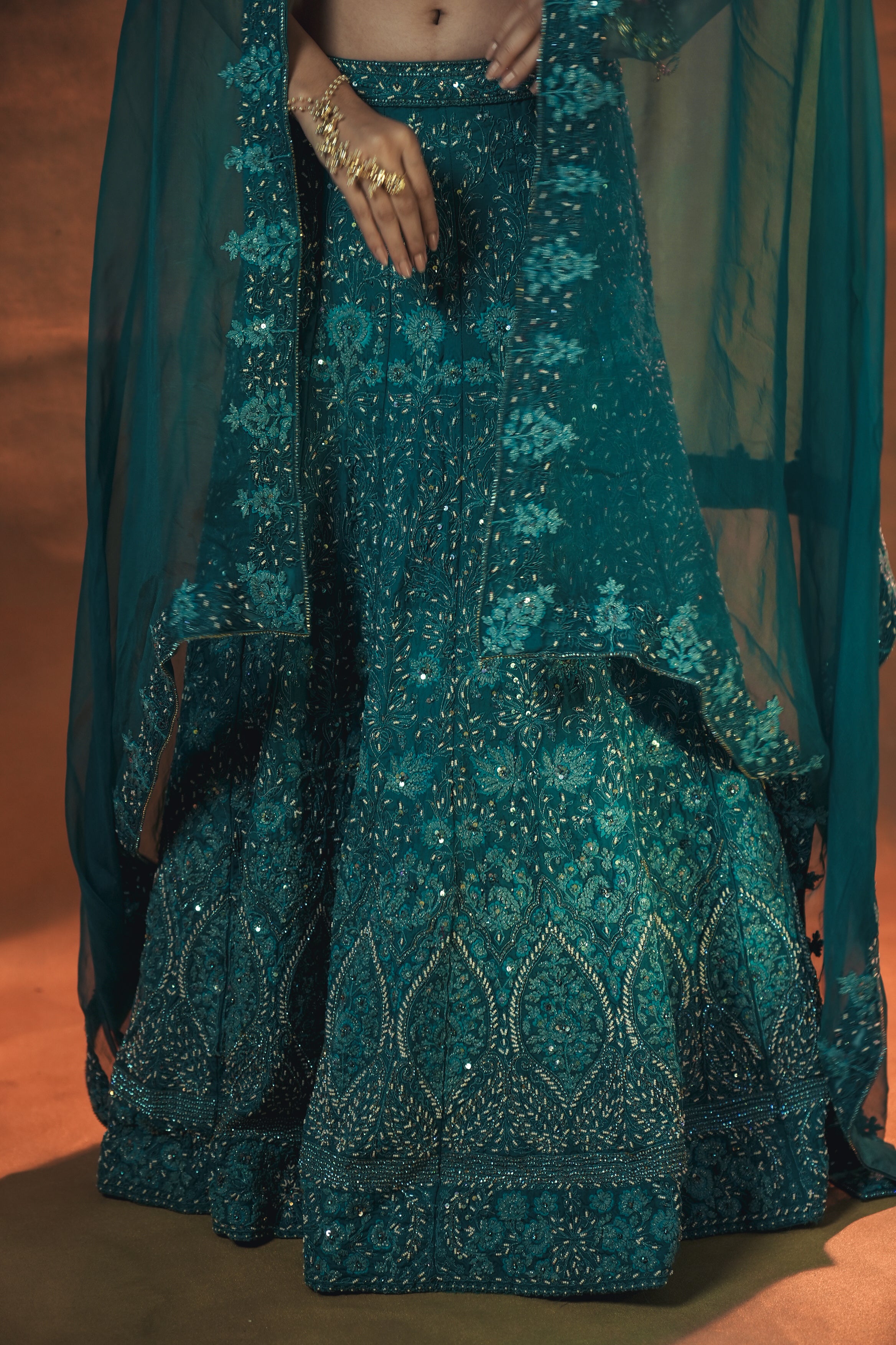 Emerald Raag A rich Teal Bridal Lehenga Set
