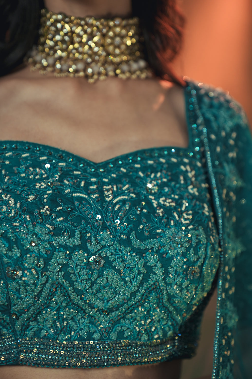 Emerald Raag A rich Teal Bridal Lehenga Set