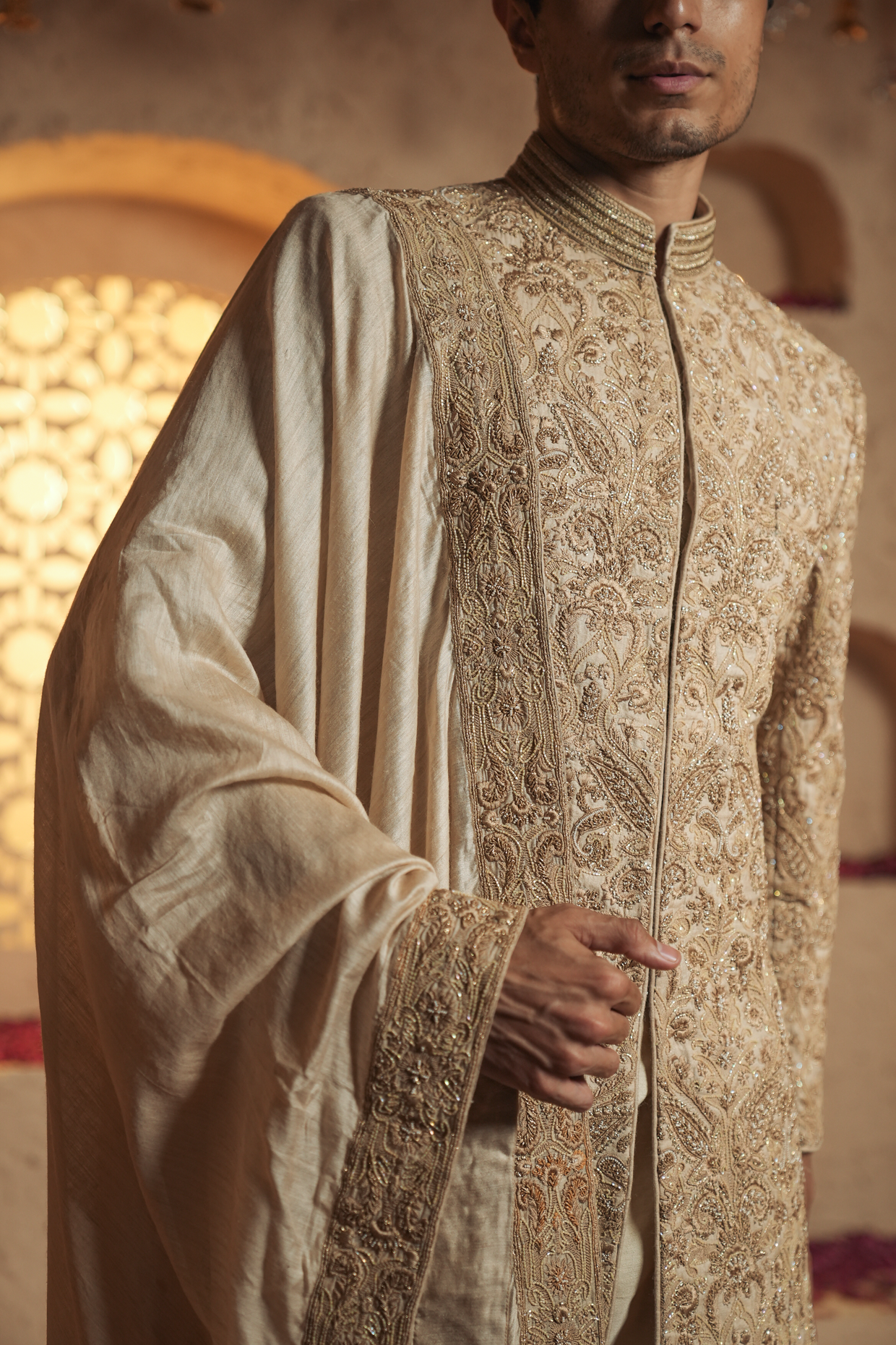 Regal Dawn An intricately Embroidered Groom Sherwani Set