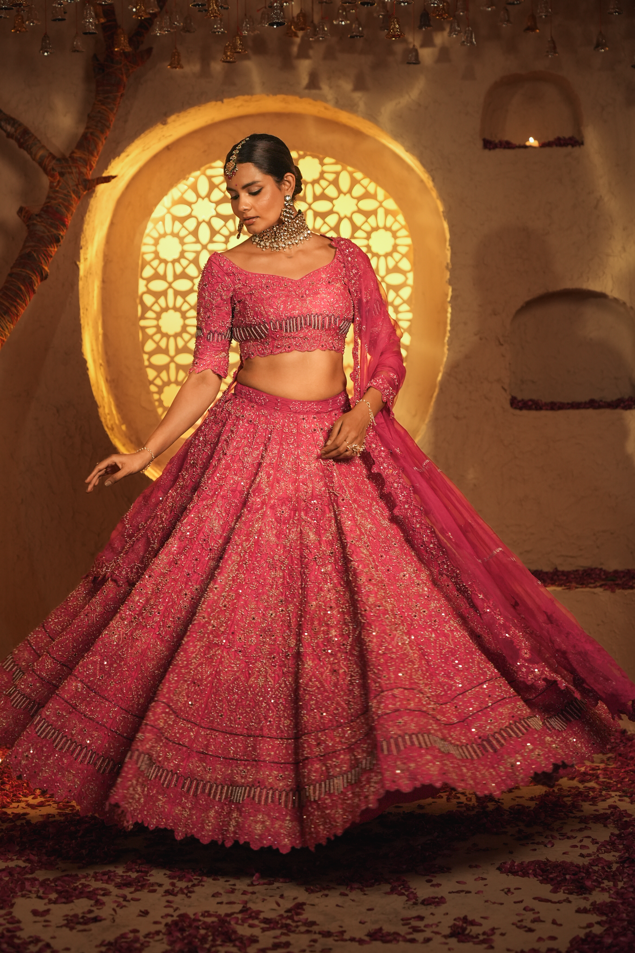 Ember Rose A striking Fuchsia Bridal Lehenga Set