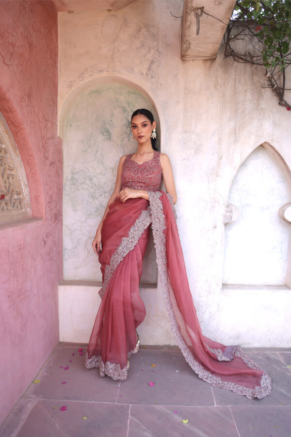 Rajasthani Rose Charm Saree - Image 2