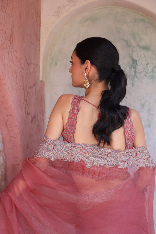 Rajasthani Rose Charm Saree - Image 5